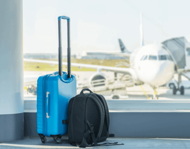 Airport with suitcase