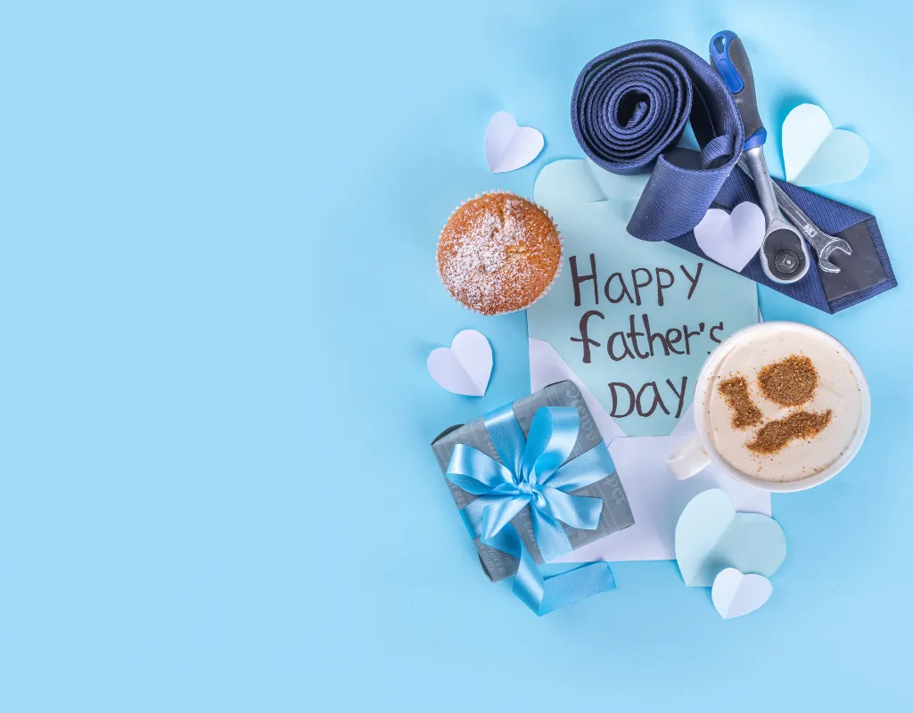 a cup of coffee and a gift for Father's Day
